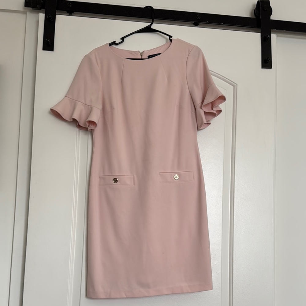 Tommy Hilfiger Elegant Pink Ruffle Sleeve Dress
